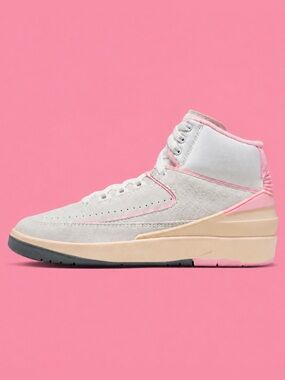 Nike Pink and Cream Air Jordan Suede High-Top Sneaker